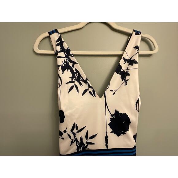 TED BAKER TILLIAI BLUEBELL NAVY AND CREAM BODYCON DRESS W SUSPENDERS SZ 3 US8-10 - Picture 6 of 14